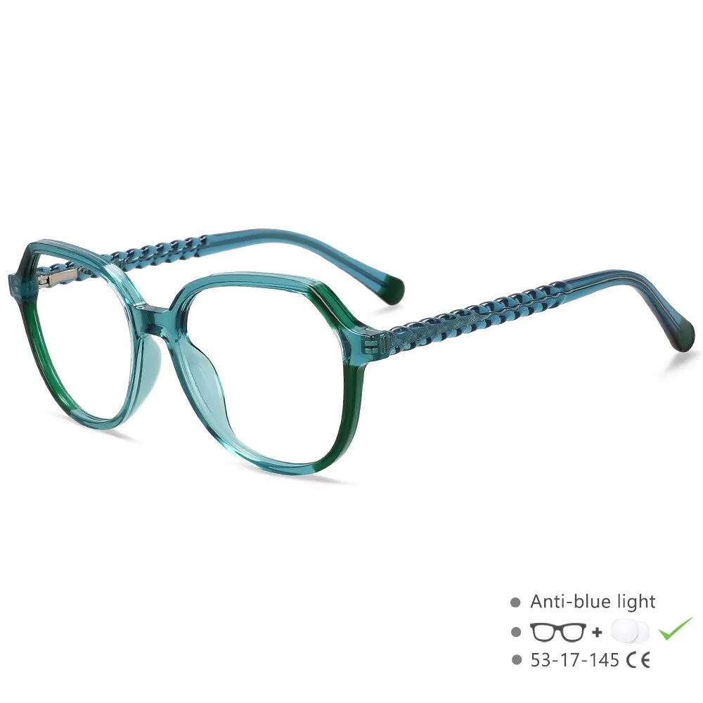 CCspace Unisex Full Rim Polygonal Tr 90 Titanium Eyeglasses 55708