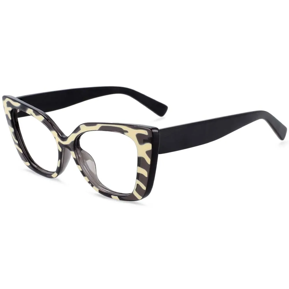 CCspace Unisex Full Rim Rectangle Cat Eye Resin Frame Eyeglasses 54032