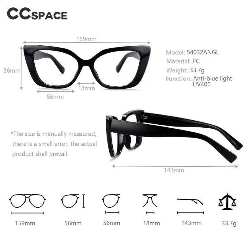 CCspace Unisex Full Rim Rectangle Cat Eye Resin Frame Eyeglasses 54032