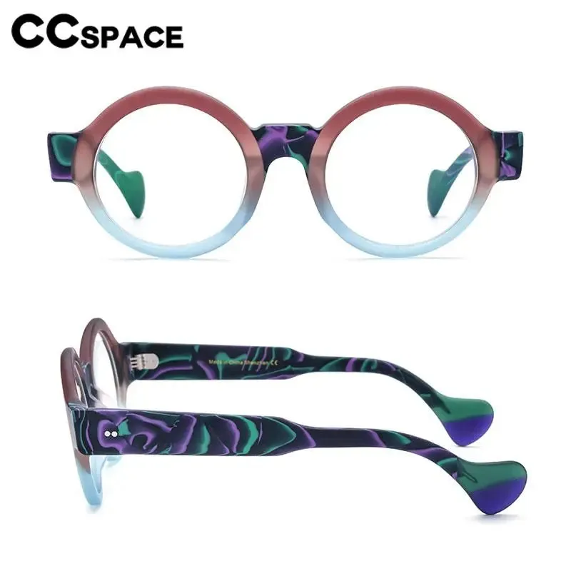 CCspace Unisex Full Rim Round Acetate Eyeglasses 56872