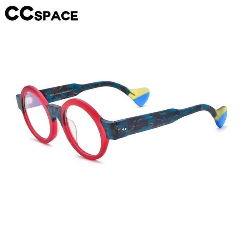 CCspace Unisex Full Rim Round Acetate Eyeglasses 56872