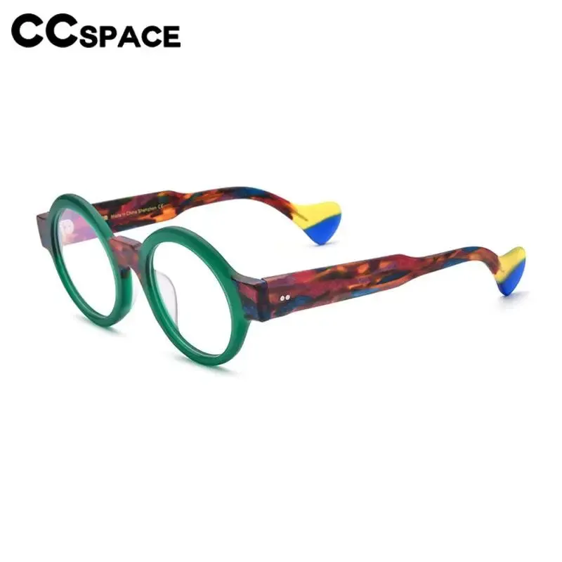 CCspace Unisex Full Rim Round Acetate Eyeglasses 56872