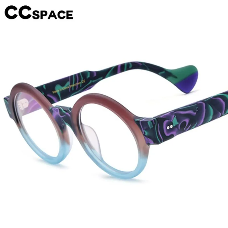 CCspace Unisex Full Rim Round Acetate Eyeglasses 56872