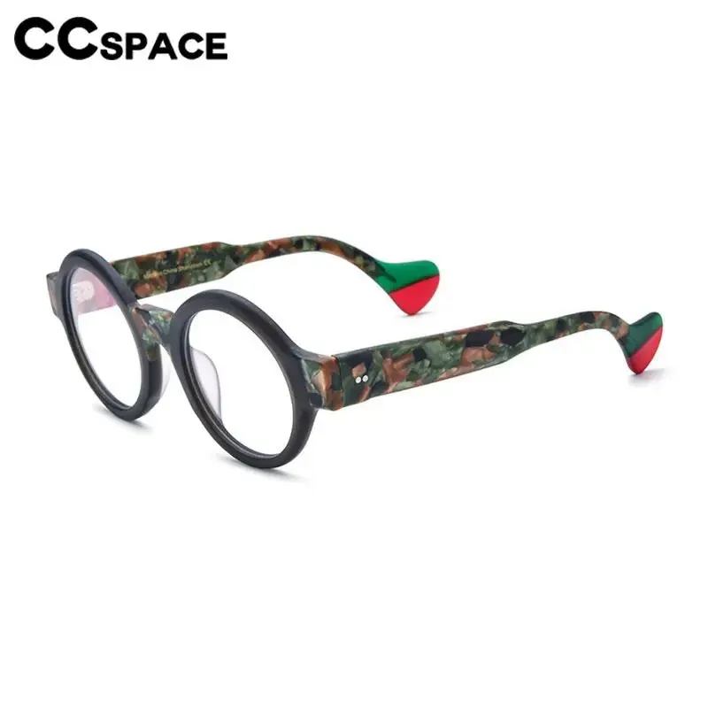 CCspace Unisex Full Rim Round Acetate Eyeglasses 56872