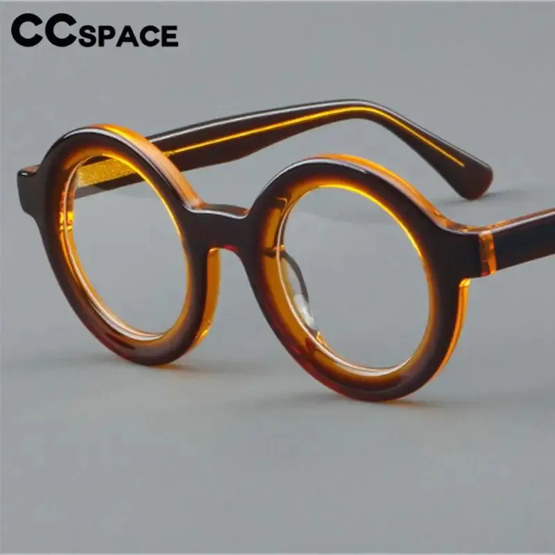 CCspace Unisex Full Rim Round Acetate Eyeglasses 57151