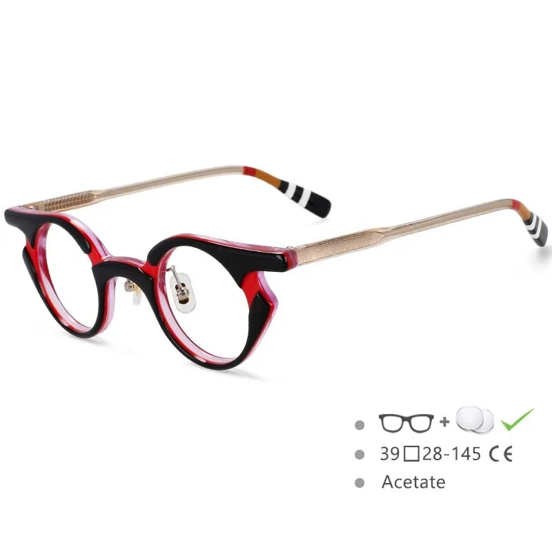 CCspace Unisex Full Rim Round Acetate Frame Punk Eyeglasses 54539