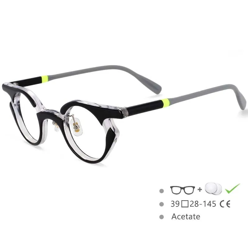 CCspace Unisex Full Rim Round Acetate Frame Punk Eyeglasses 54539