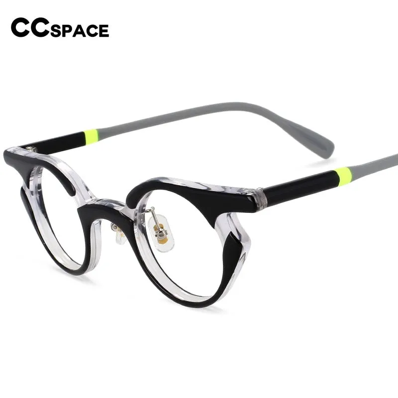 CCspace Unisex Full Rim Round Acetate Frame Punk Eyeglasses 54539