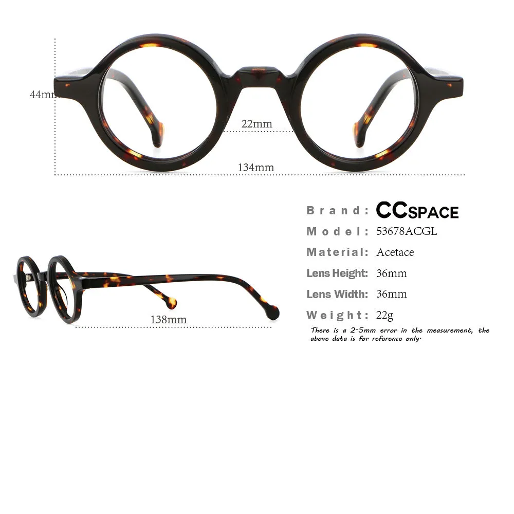 CCspace Unisex Full Rim Round Acetate Punk Frame Eyeglasses 53678