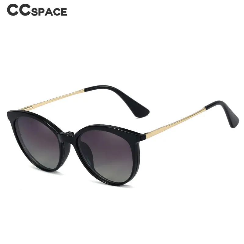 CCspace Unisex Full Rim Round Cat Eye Tr 90 Titanium Frame Eyeglasses Clip On Sunglasses 48344