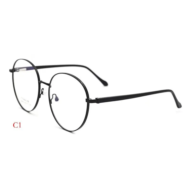 CCspace Unisex Full Rim Round Titanium Alloy Acetate Eyeglasses 56090