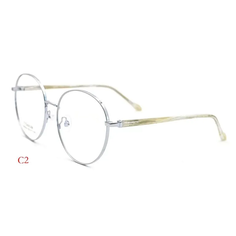 CCspace Unisex Full Rim Round Titanium Alloy Acetate Eyeglasses 56090