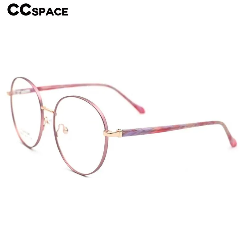 CCspace Unisex Full Rim Round Titanium Alloy Acetate Eyeglasses 56090