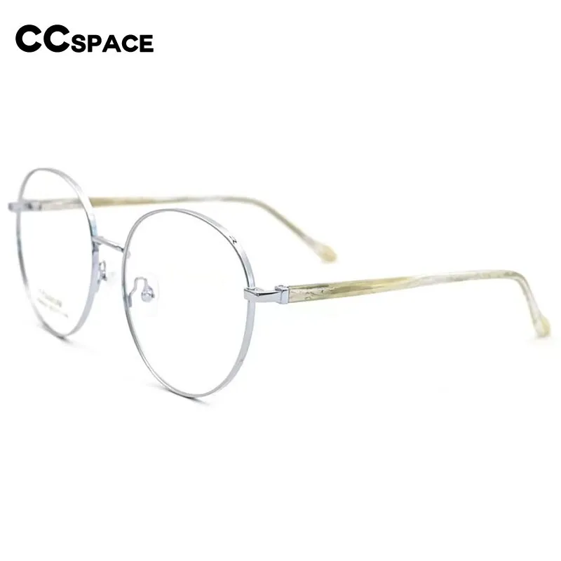 CCspace Unisex Full Rim Round Titanium Alloy Acetate Eyeglasses 56090