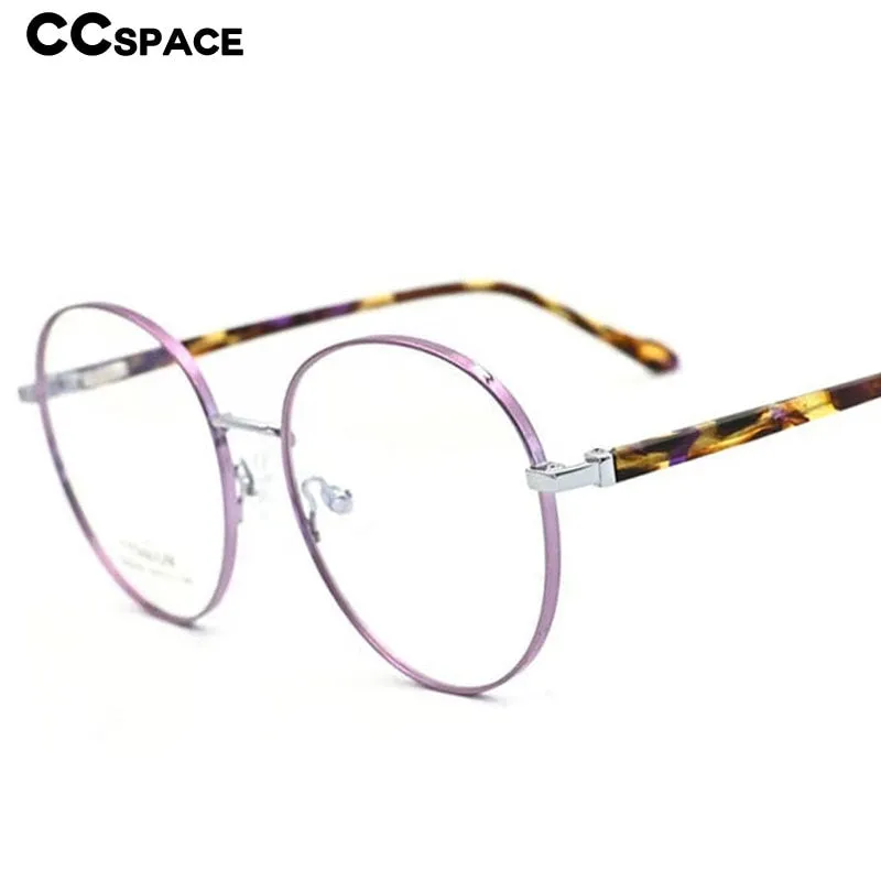 CCspace Unisex Full Rim Round Titanium Alloy Acetate Eyeglasses 56090