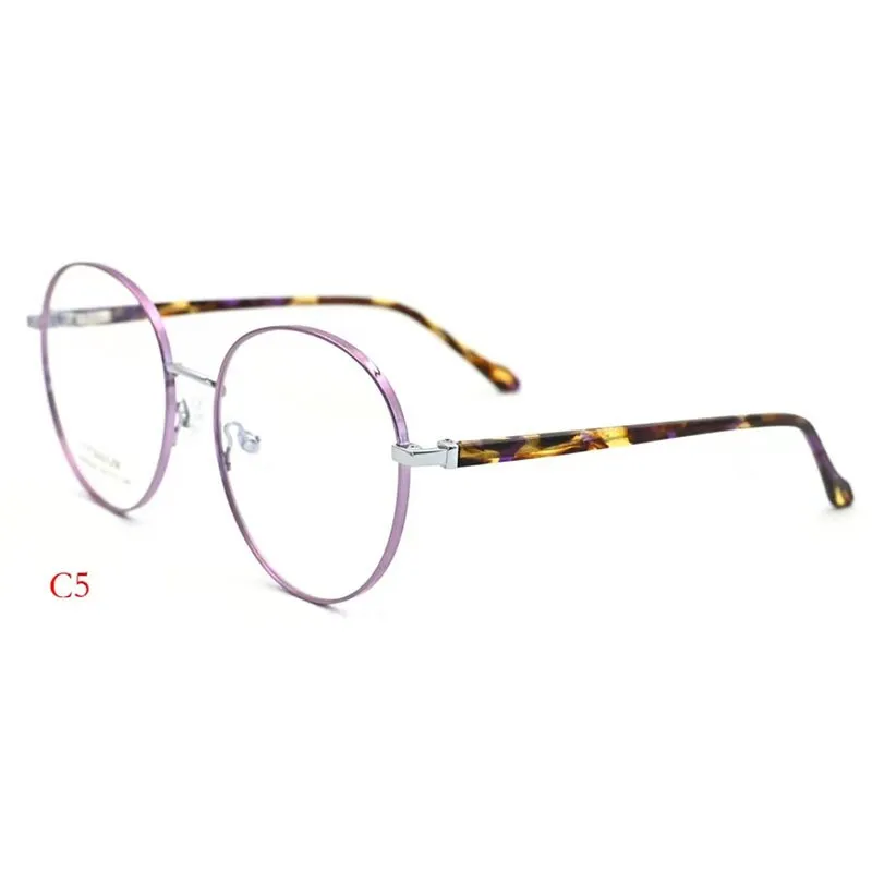 CCspace Unisex Full Rim Round Titanium Alloy Acetate Eyeglasses 56090