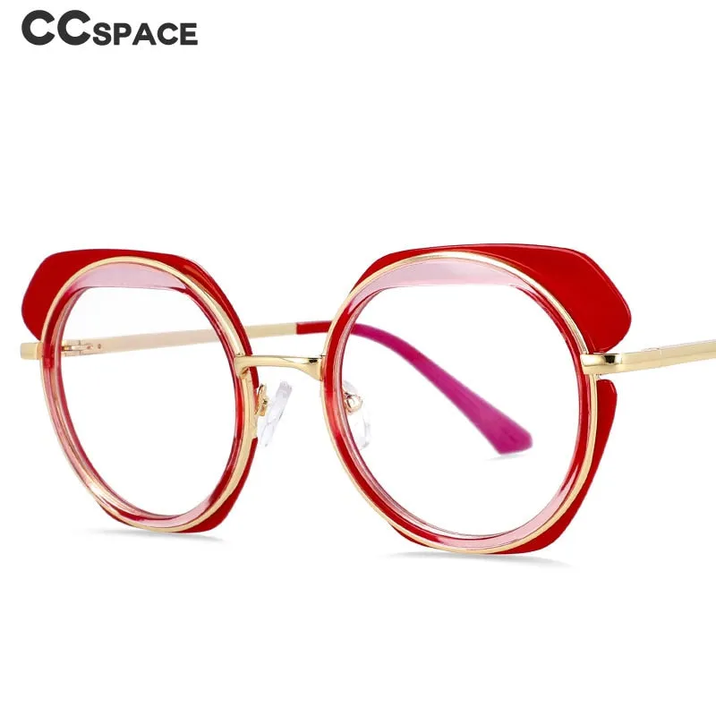 CCspace Unisex Full Rim Round Tr 90 Titanium Eyeglasses 54171