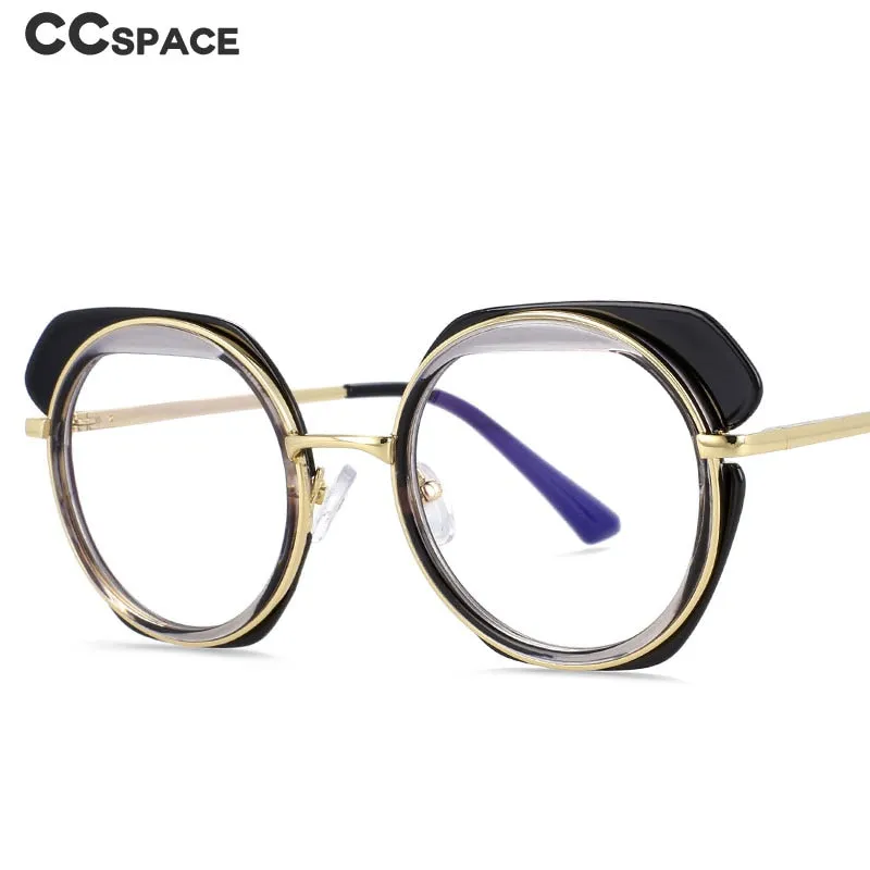 CCspace Unisex Full Rim Round Tr 90 Titanium Eyeglasses 54171