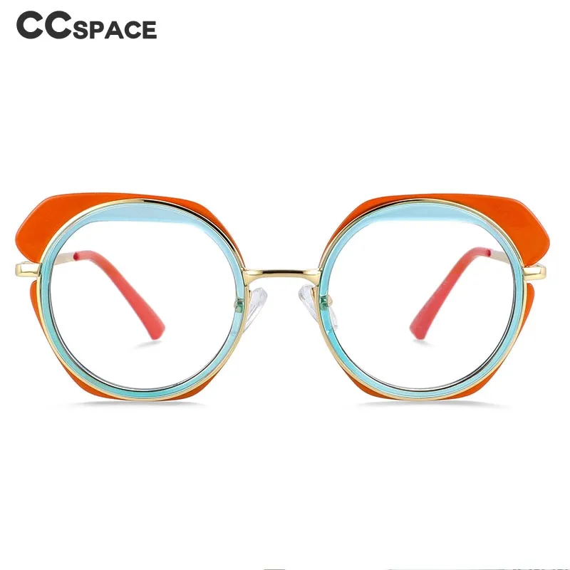 CCspace Unisex Full Rim Round Tr 90 Titanium Eyeglasses 54171