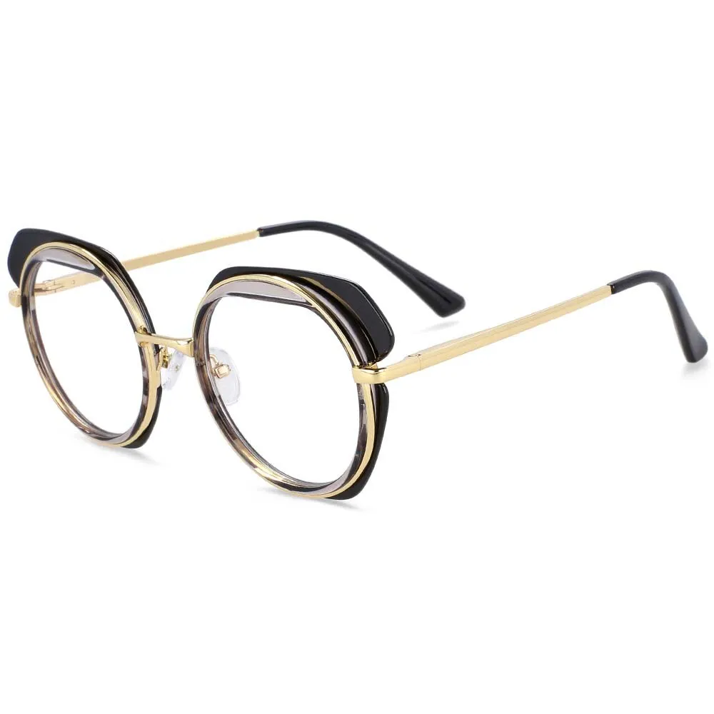 CCspace Unisex Full Rim Round Tr 90 Titanium Eyeglasses 54171