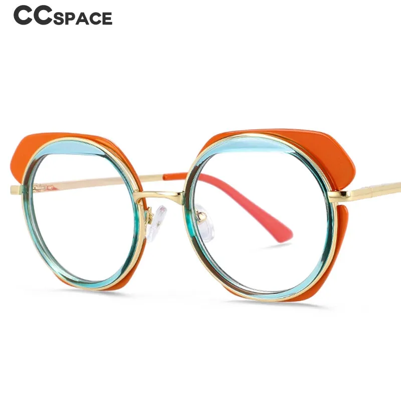 CCspace Unisex Full Rim Round Tr 90 Titanium Eyeglasses 54171