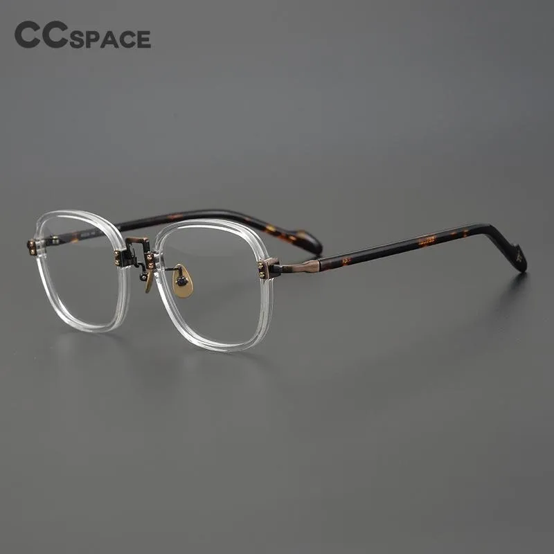 CCspace Unisex Full Rim Round/Square Acetate Titanium Eyeglasses 53312