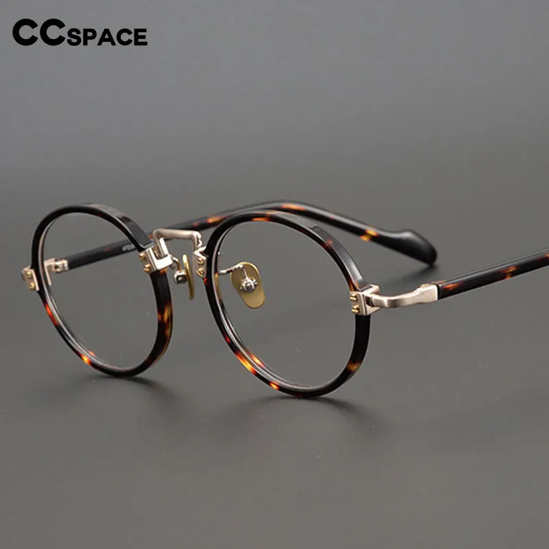 CCspace Unisex Full Rim Round/Square Acetate Titanium Eyeglasses 53312