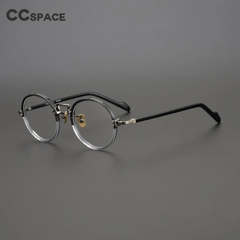 CCspace Unisex Full Rim Round/Square Acetate Titanium Eyeglasses 53312