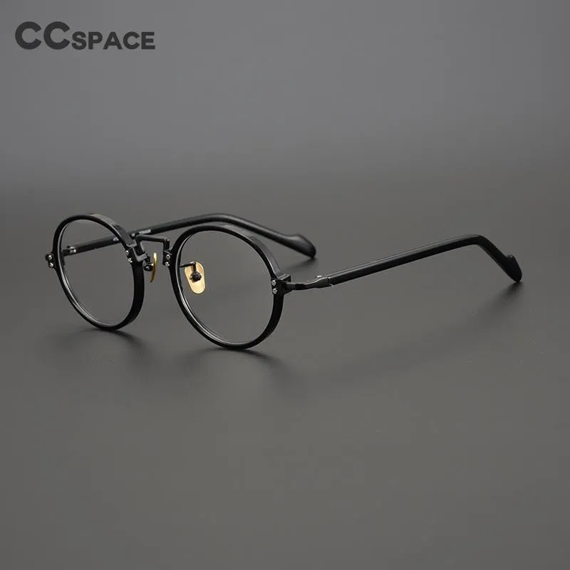 CCspace Unisex Full Rim Round/Square Acetate Titanium Eyeglasses 53312