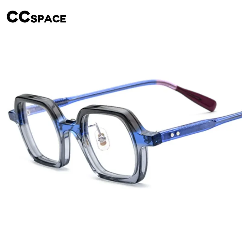 CCspace Unisex Full Rim Small Irregular Square Acetate Eyeglasses 54705