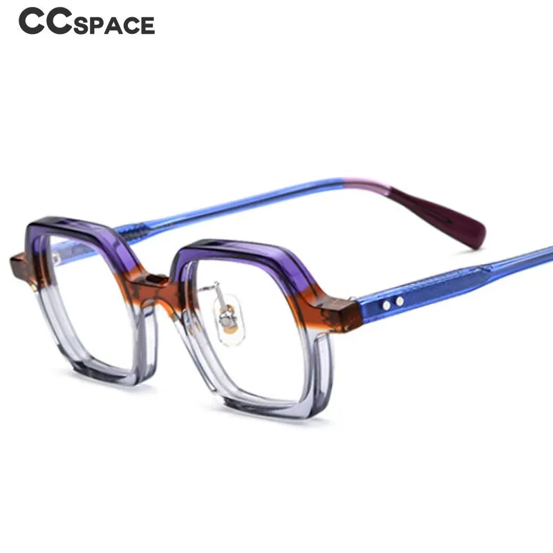 CCspace Unisex Full Rim Small Irregular Square Acetate Eyeglasses 54705