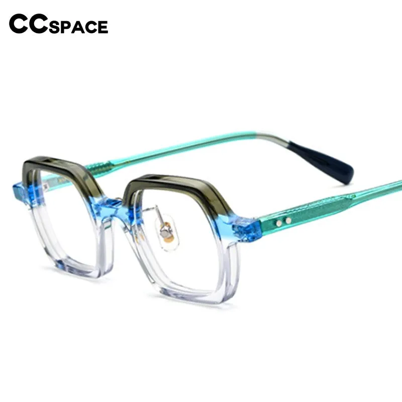 CCspace Unisex Full Rim Small Irregular Square Acetate Eyeglasses 54705