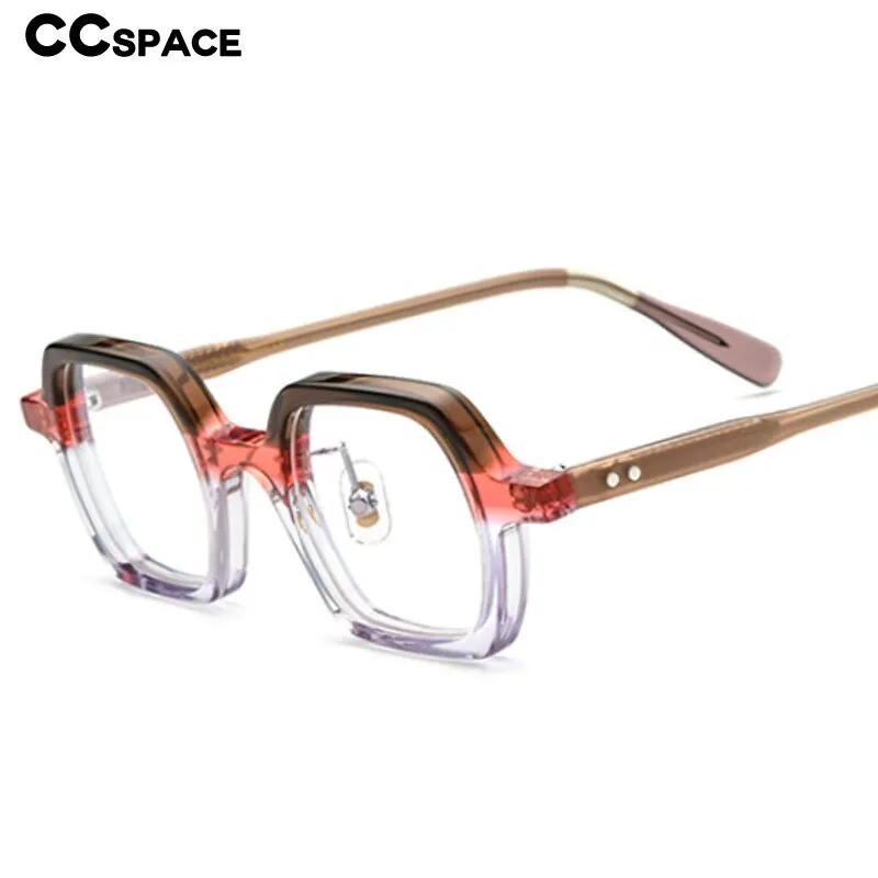 CCspace Unisex Full Rim Small Irregular Square Acetate Eyeglasses 54705