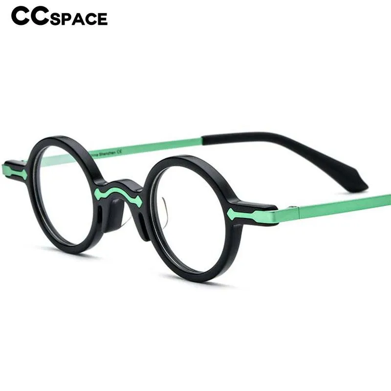 CCspace Unisex Full Rim Small Round Acetate Eyeglasses 53151