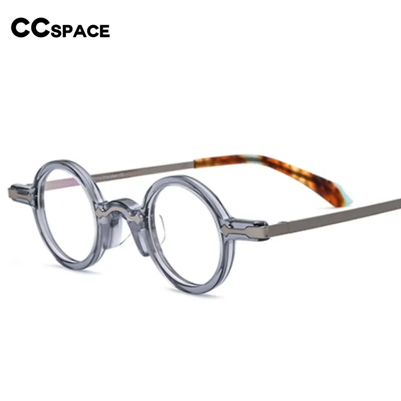 CCspace Unisex Full Rim Small Round Acetate Eyeglasses 53151