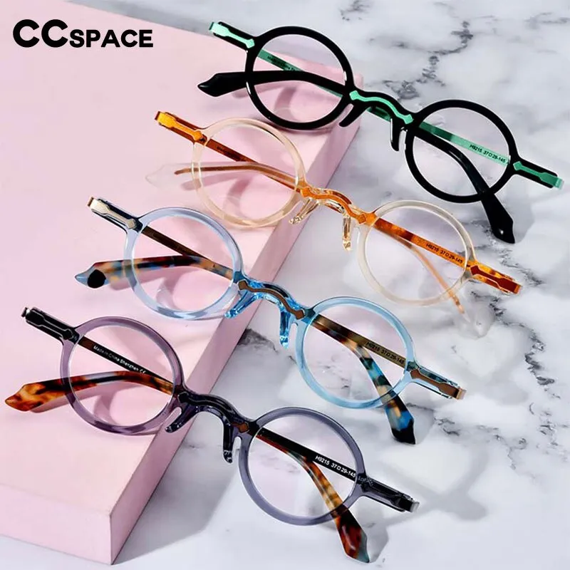 CCspace Unisex Full Rim Small Round Acetate Eyeglasses 53151