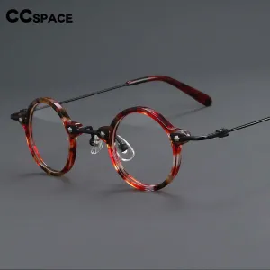 CCspace Unisex Full Rim Small Round Acetate Titanium Eyeglasses 55324