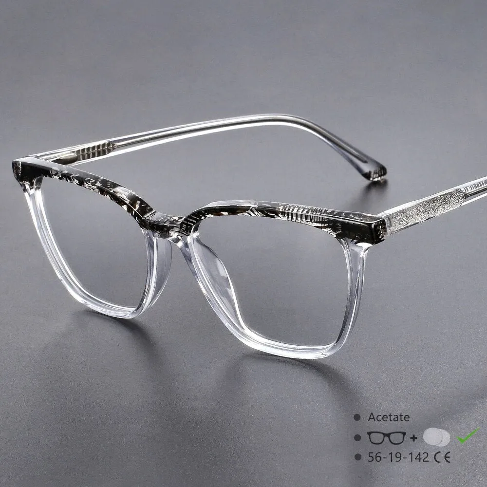 CCspace Unisex Full Rim Square Acetate Eyeglasses 55370