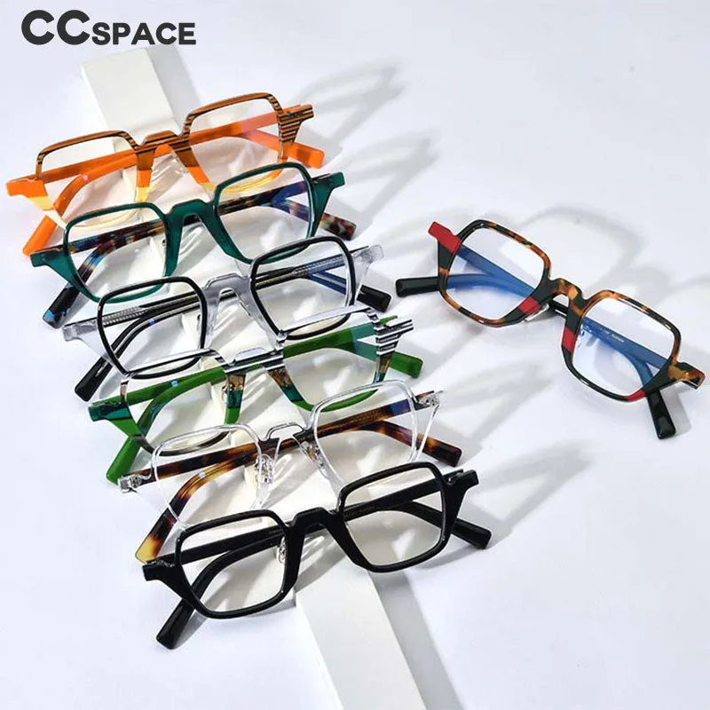 CCspace Unisex Full Rim Square Cat Eye Acetate Frame Eyeglasses 54563