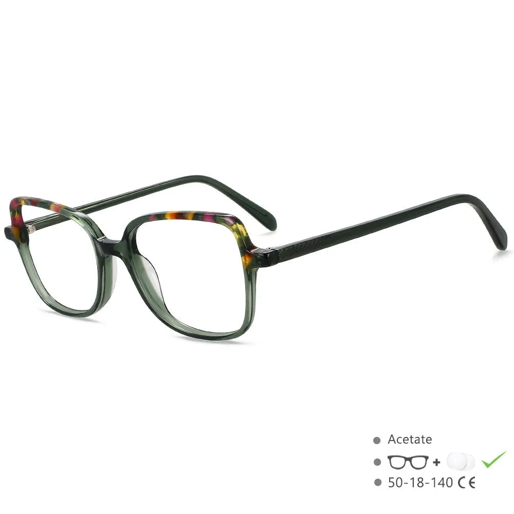 CCspace Unisex Full Rim Square Cat Eye Acetate Titanium Eyeglasses 55908