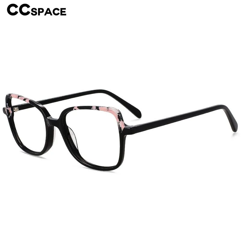 CCspace Unisex Full Rim Square Cat Eye Acetate Titanium Eyeglasses 55908