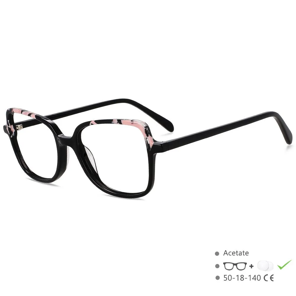 CCspace Unisex Full Rim Square Cat Eye Acetate Titanium Eyeglasses 55908