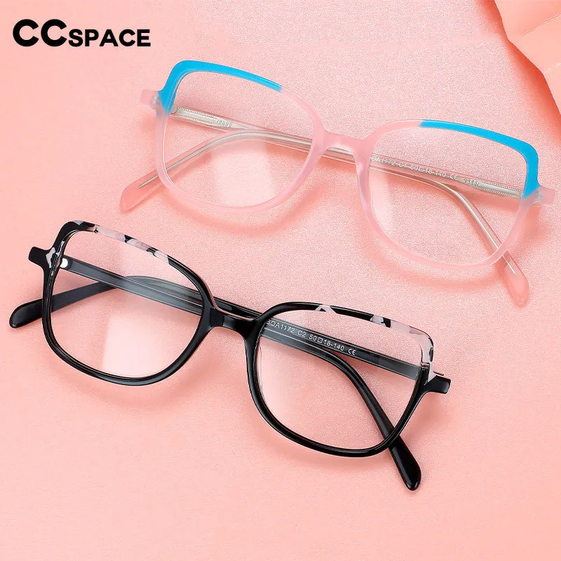 CCspace Unisex Full Rim Square Cat Eye Acetate Titanium Eyeglasses 55908