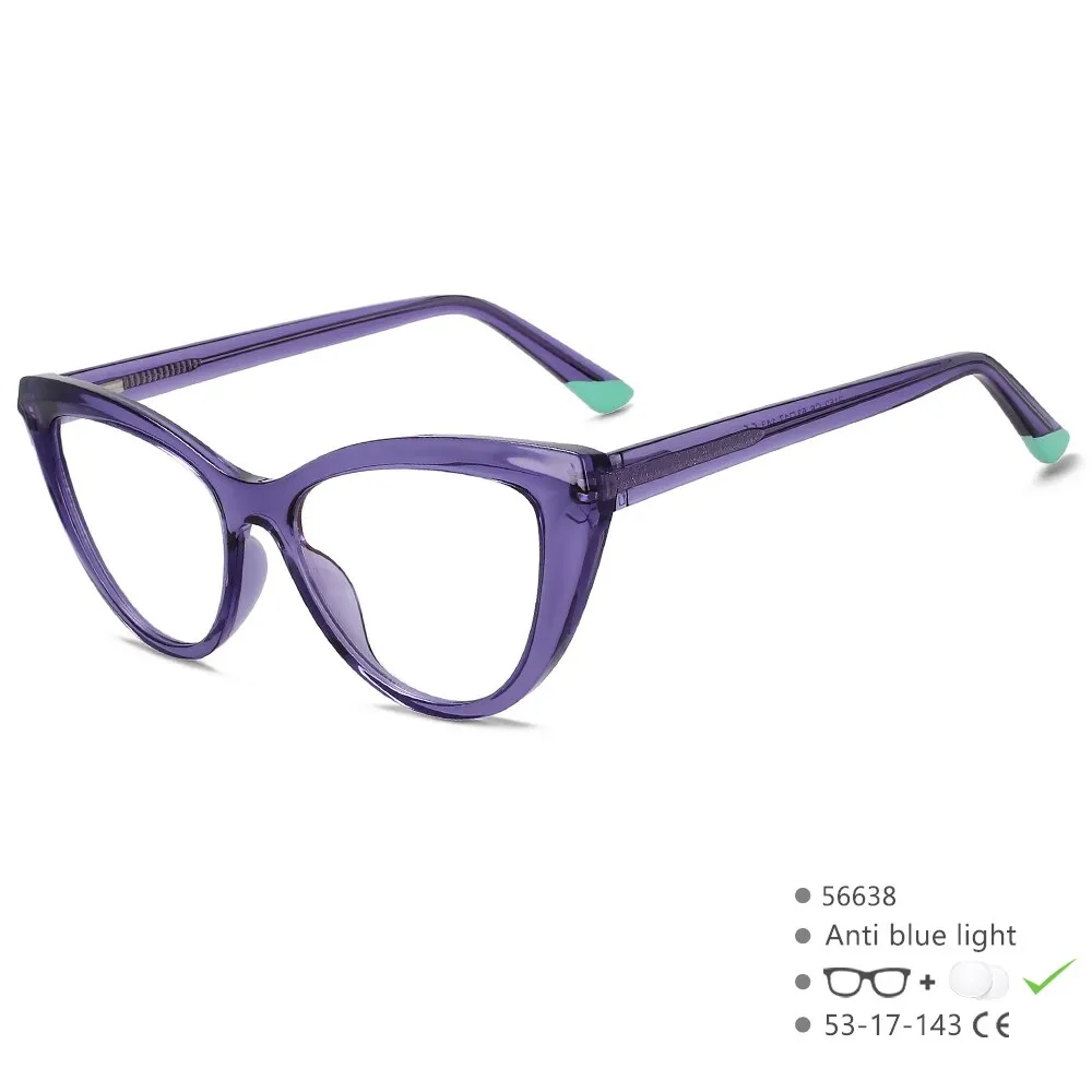 CCspace Unisex Full Rim Square Cat Eye PC Eyeglasses 56638