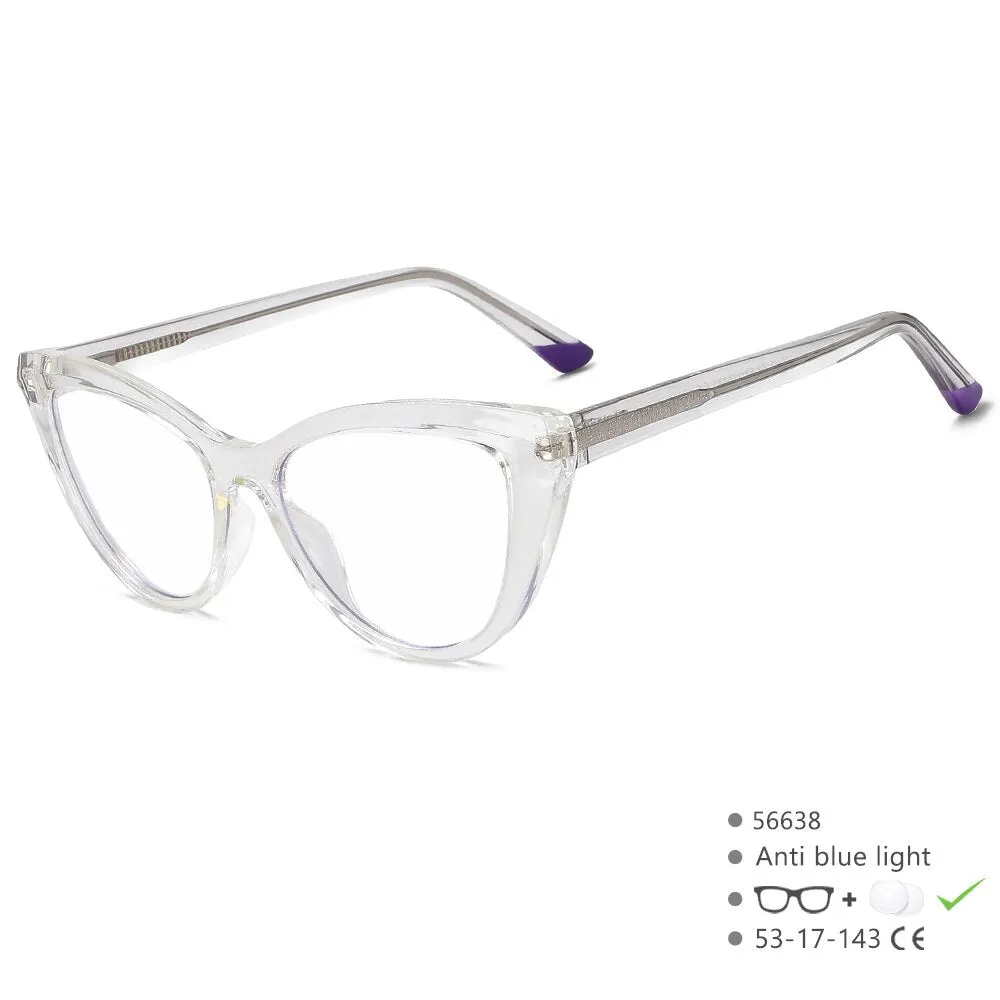 CCspace Unisex Full Rim Square Cat Eye PC Eyeglasses 56638