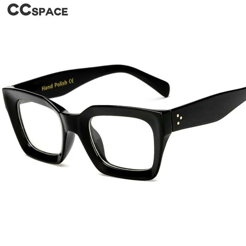 CCspace Unisex Full Rim Square Cat Eye Resin Rivet Frame Eyeglasses 47105