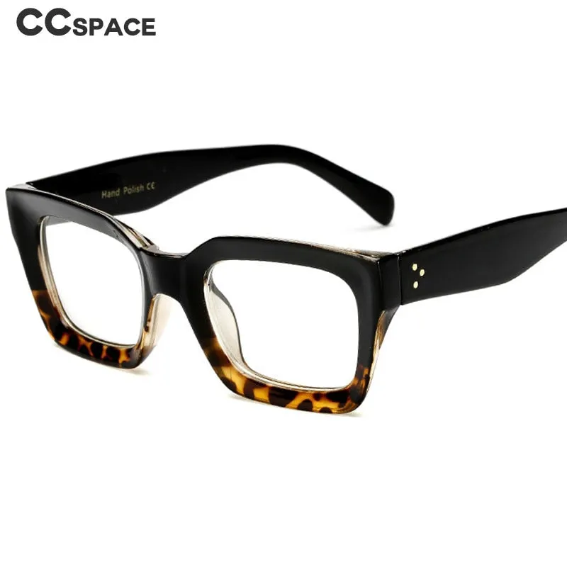 CCspace Unisex Full Rim Square Cat Eye Resin Rivet Frame Eyeglasses 47105