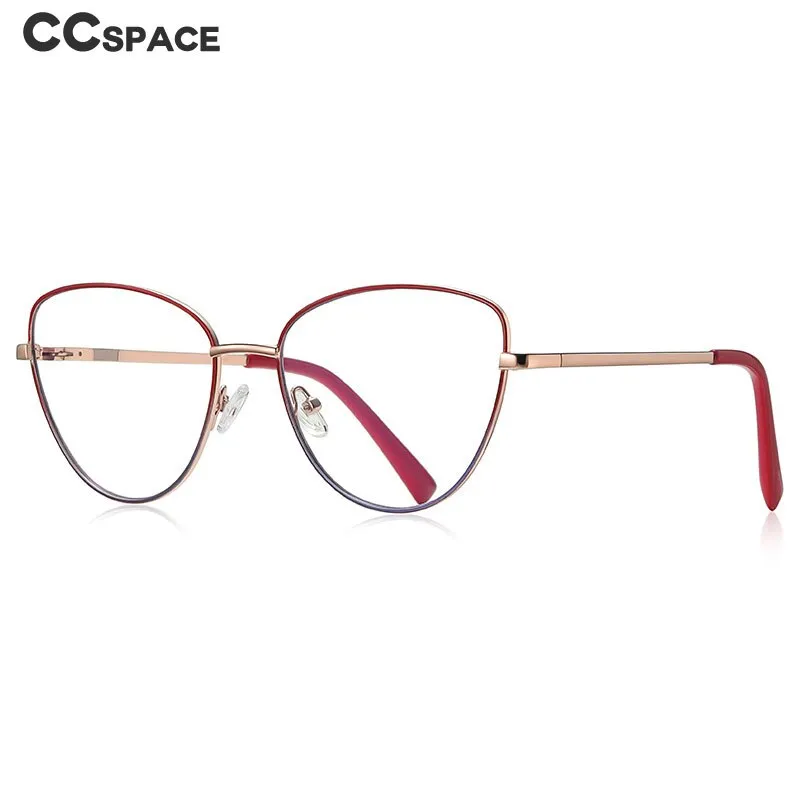 CCspace Unisex Full Rim Square Cat Eye Spring Hinge Alloy Eyeglasses 56273