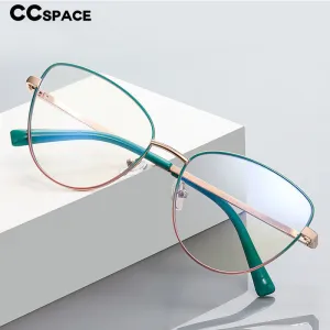 CCspace Unisex Full Rim Square Cat Eye Spring Hinge Alloy Eyeglasses 56273