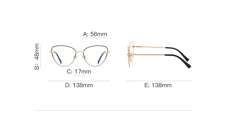 CCspace Unisex Full Rim Square Cat Eye Spring Hinge Alloy Eyeglasses 56273